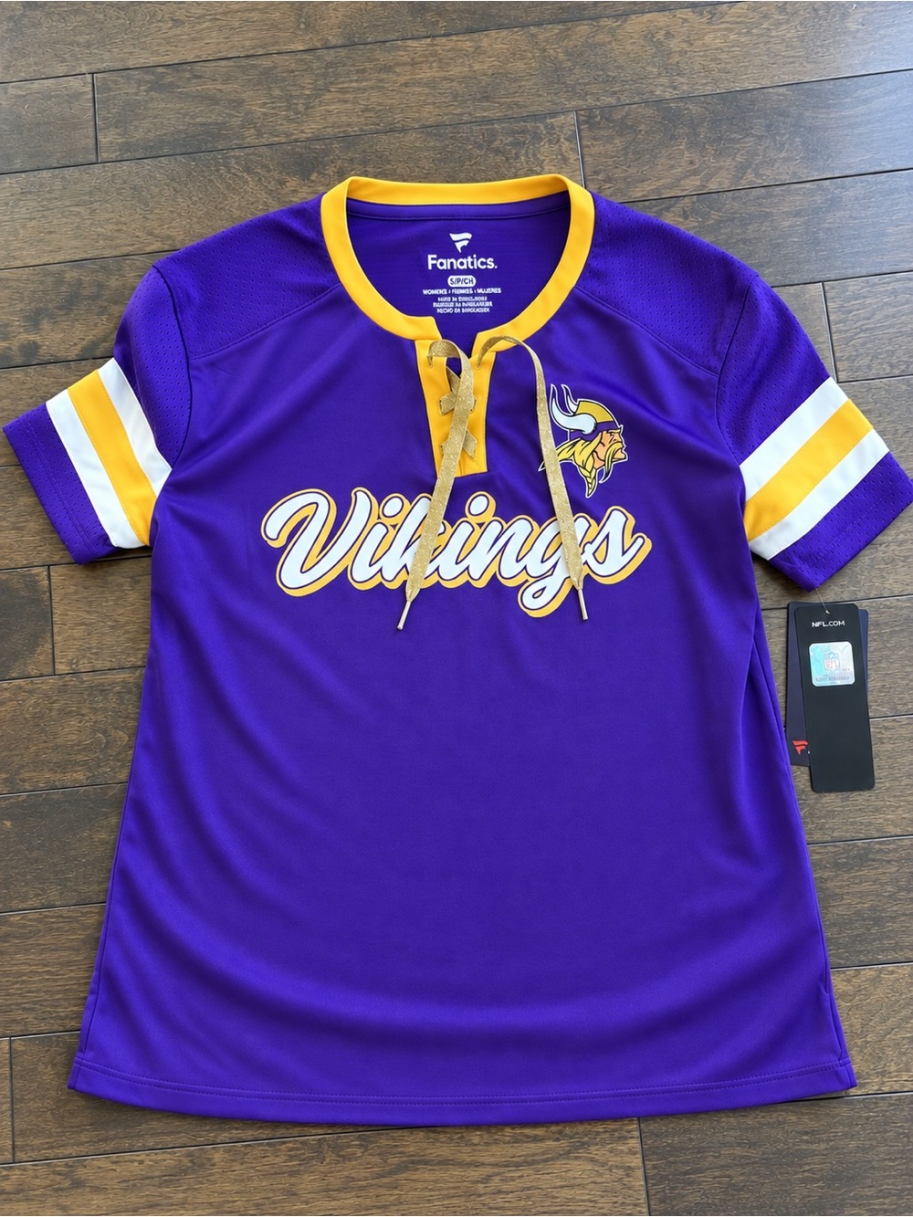 Fanatics Purple & Gold Minnesota Vikings Lace-Up Women's Jersey Top